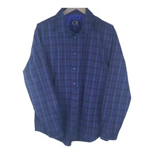 Long Sleeve Button up shirt Joseph Abboud Blue plaid Large Slim Fit
